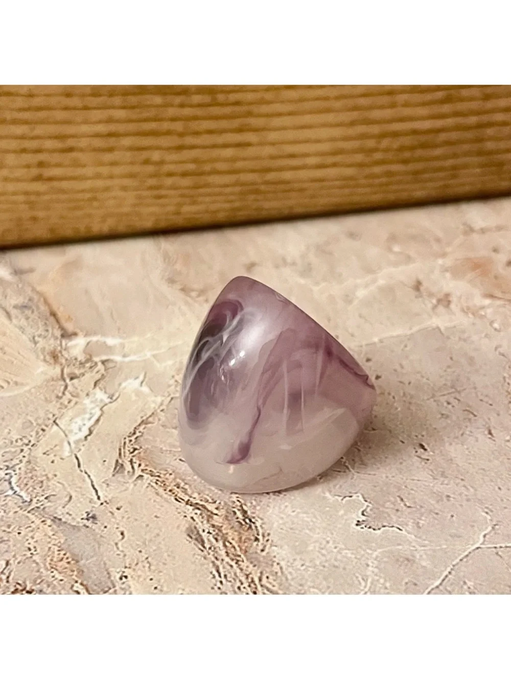 Lavender Purple Swirl Dome Ring, Metal Free Size 8